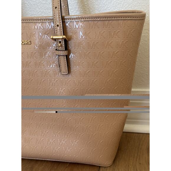 MICHAEL KORS Jet Set Travel Medium Oyster Tote Bag 38T8XTVT2A Patent Leather - Picture 10 of 16